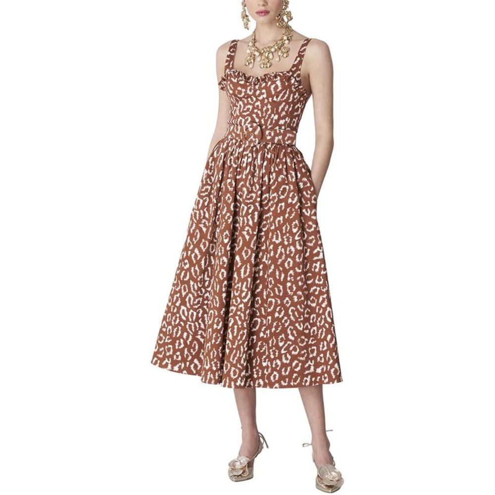 Carolina Herrera Spaghetti Strap Defined Bustier A-Line Dress